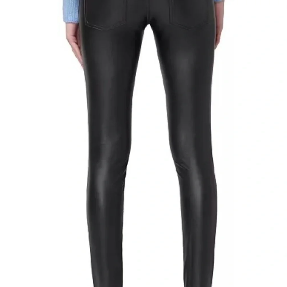 HUE Faux Leather Suede Lining Taper Leg Legging/Pant stretch pull on women’s L - Picture 3 of 13